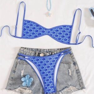 Blue Printed Women’s Bikini Set - Classic Two-Piece Swim